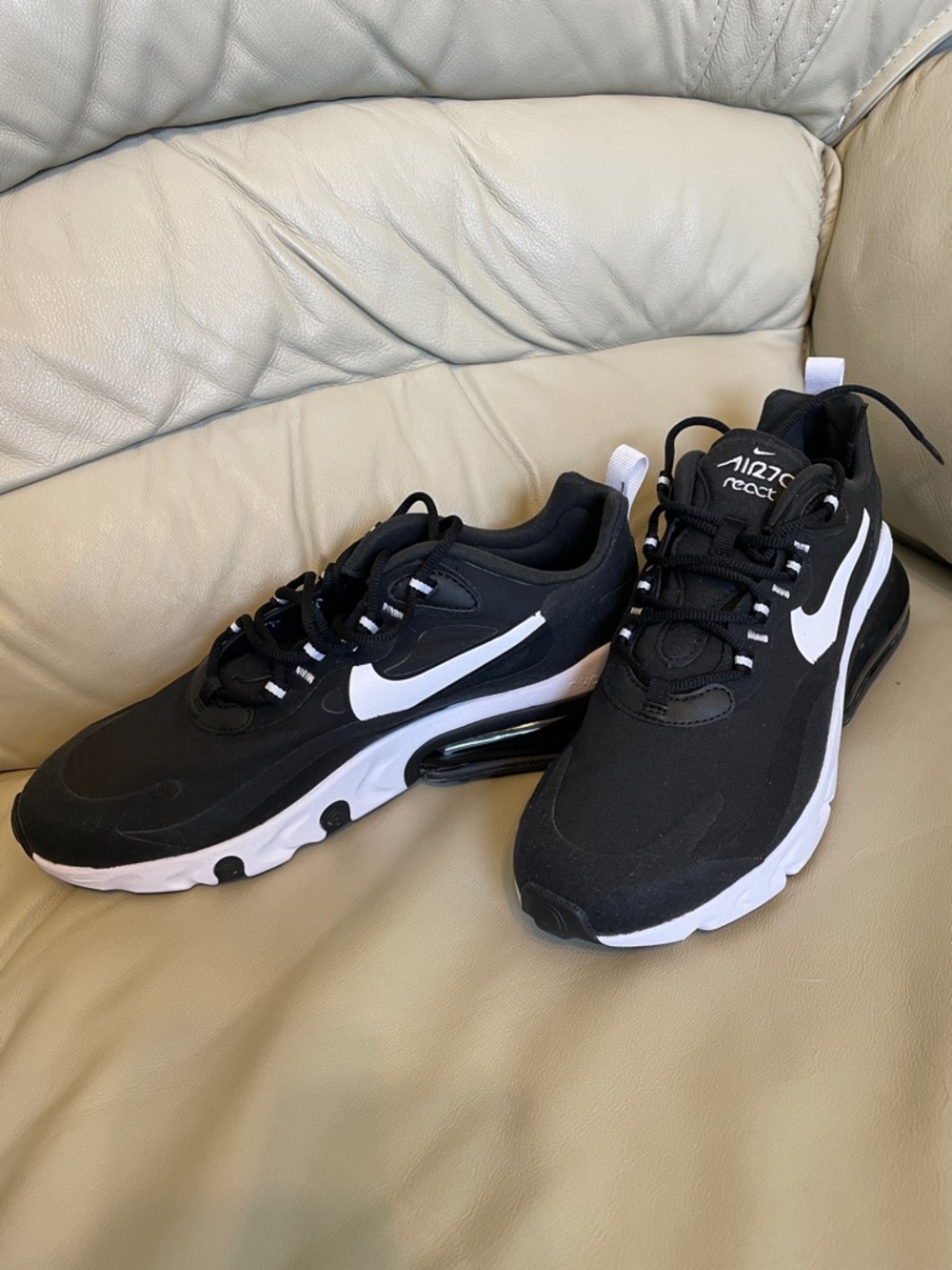Nike Black and White Men’s Air Max 270 React Sneakers